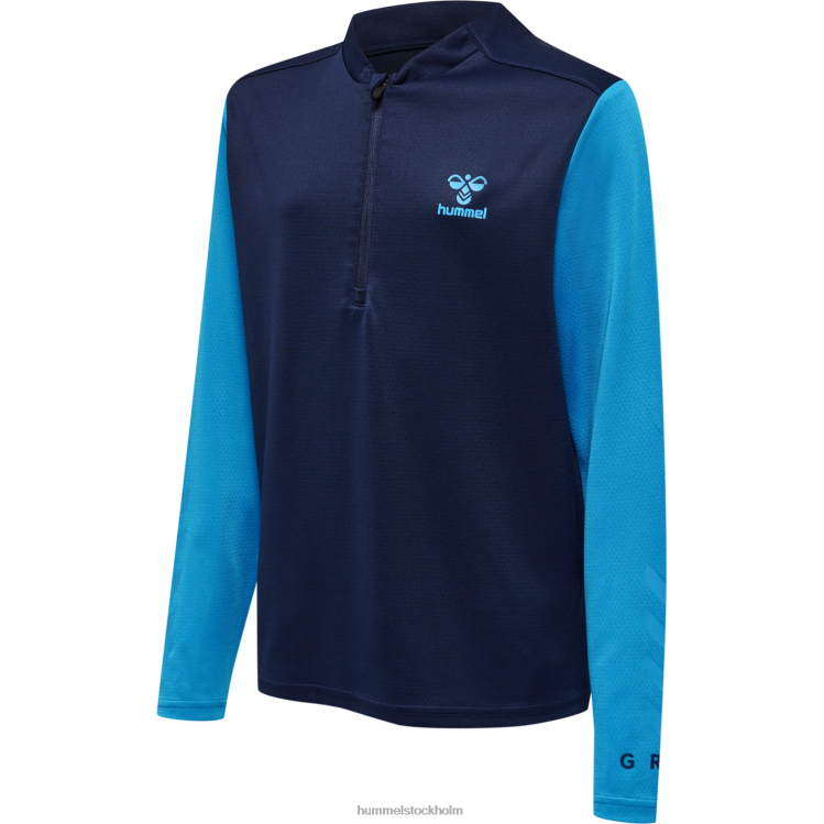 se Hummel barn hmlongrid 1/2 zip poly sweat LL40V5266 "tröja med halv dragkedja"