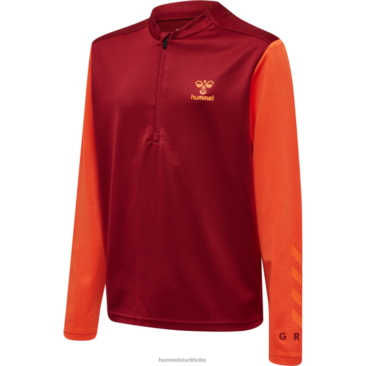 se Hummel barn hmlongrid 1/2 zip poly sweat LL40V5288 "tröja med halv dragkedja"