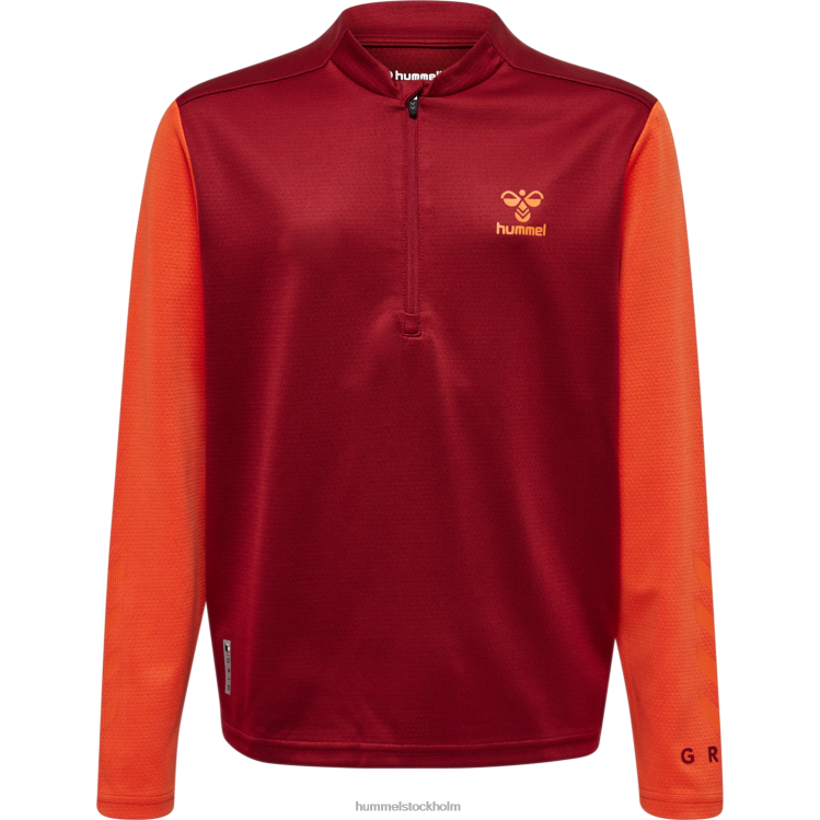se Hummel barn hmlongrid 1/2 zip poly sweat LL40V5288 \"tröja med halv dragkedja\"