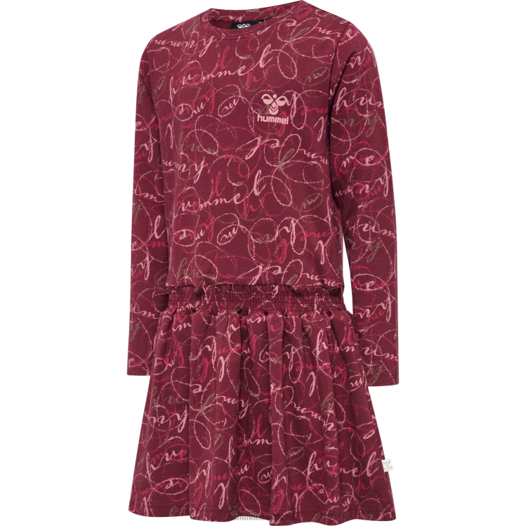 se Hummel barn hmlmerry klänning l/s LL40V5478 "smocka midjeklänning"