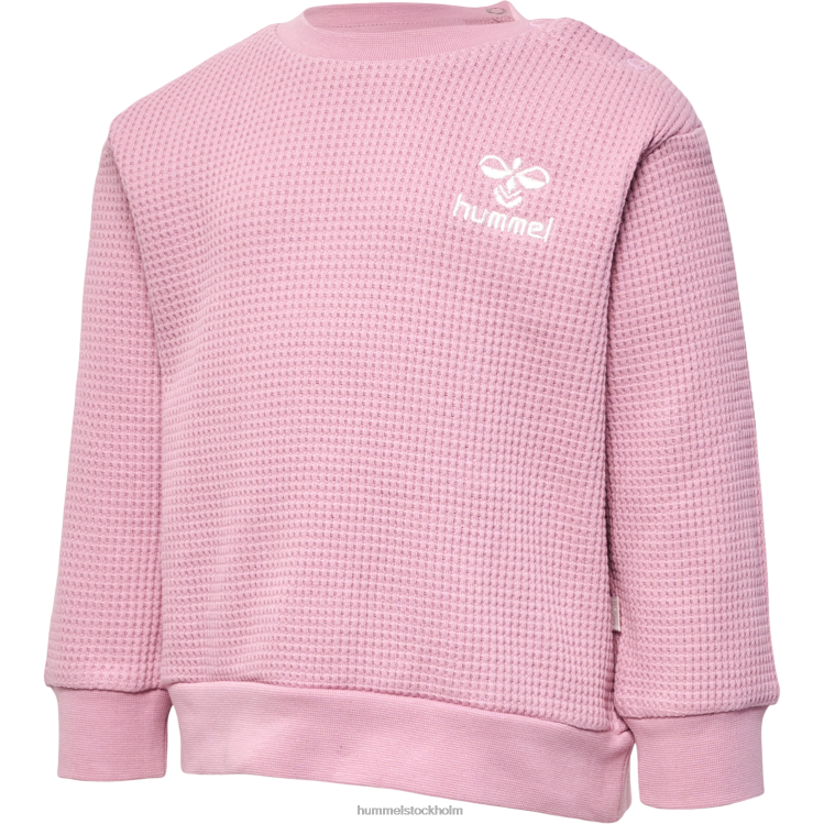 se Hummel barn hmlcosy sweatshirt LL40V4220 "våffeltröja i bomull"