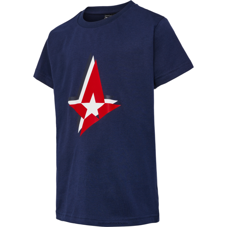 se Hummel barn ast bröst marin tee s/s LL40V4684 "t-shirt astralis star logotyp"