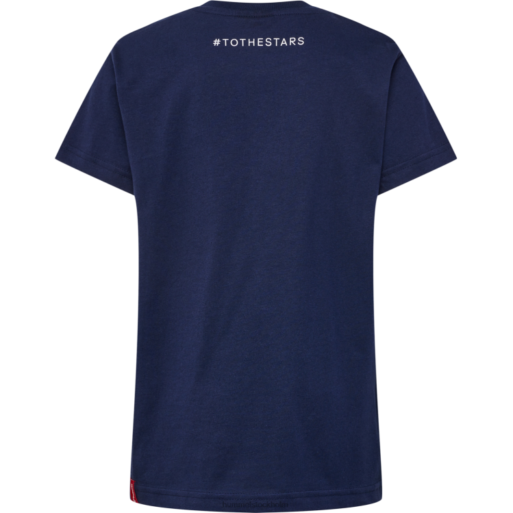 se Hummel barn ast bröst marin tee s/s LL40V4684 \"t-shirt astralis star logotyp\"