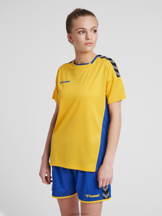 se Hummel kvinnor hmautentisk poly jersey s/s LL40V3752 "sporttröja med chevrons"